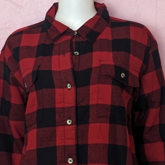 Natural Reflections Red Plaid Sherpa Lined Button Up Jacket size Small - Picture 2 of 6